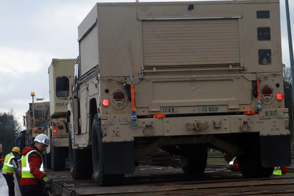 15th BSB load vehicles at Skwierzyna railhead