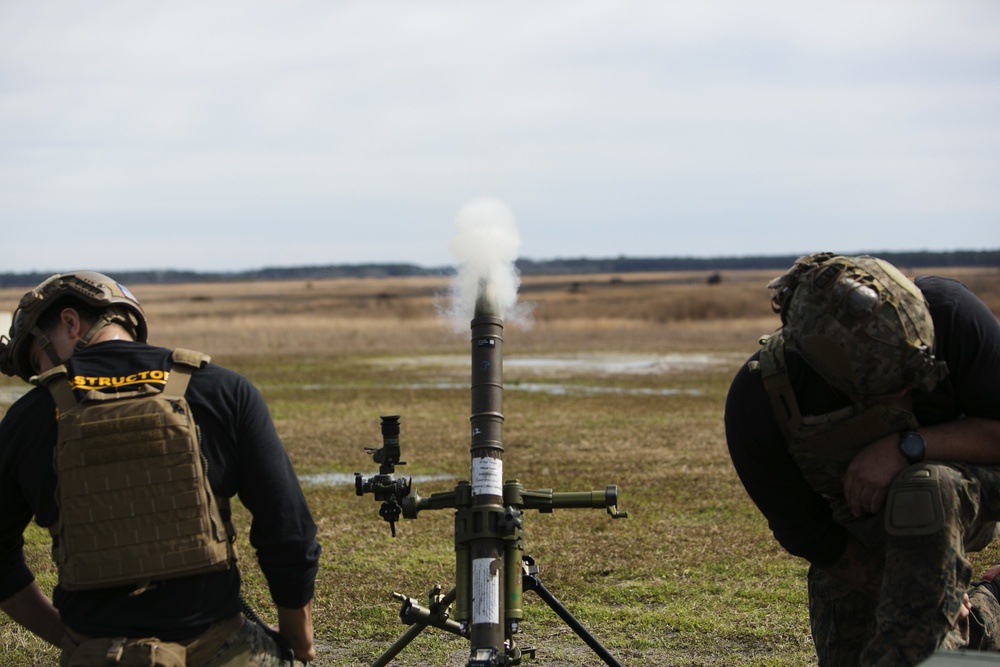 Marine Raider instructors sustain mortar firing skills