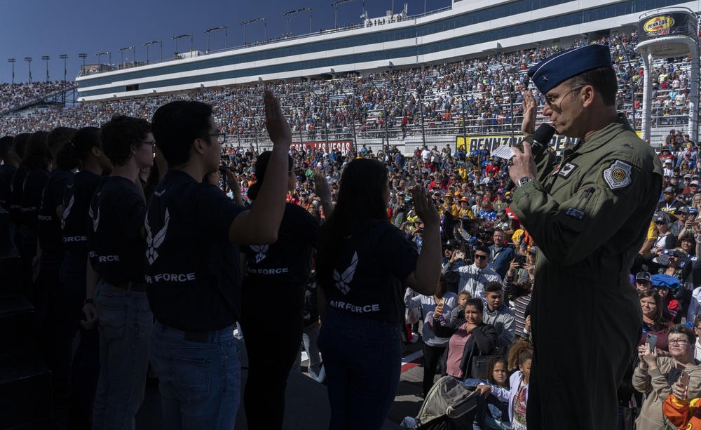 USAF hosts swear in at NASCAR race