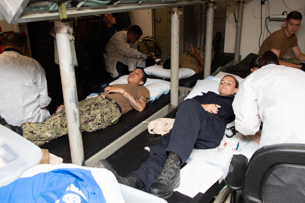 Sailors donate blood aboard Frank Cable