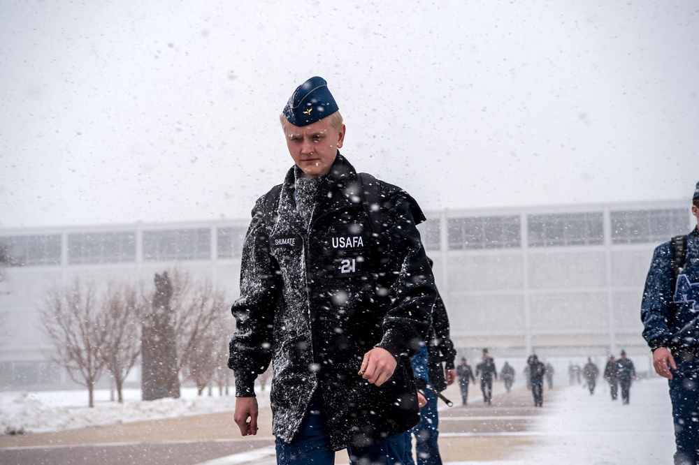 U.S. Air Force Academy Cadets in Snow Squall