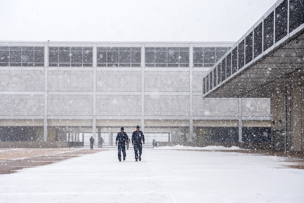 U.S. Air Force Academy Cadets in Snow Squall