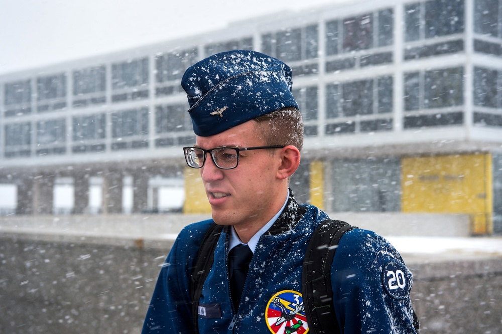 U.S. Air Force Academy Cadets in Snow Squall