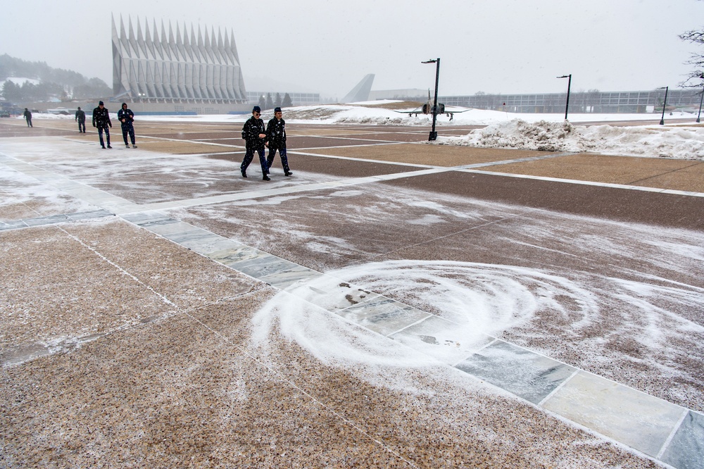 U.S. Air Force Academy Cadets in Snow Squall