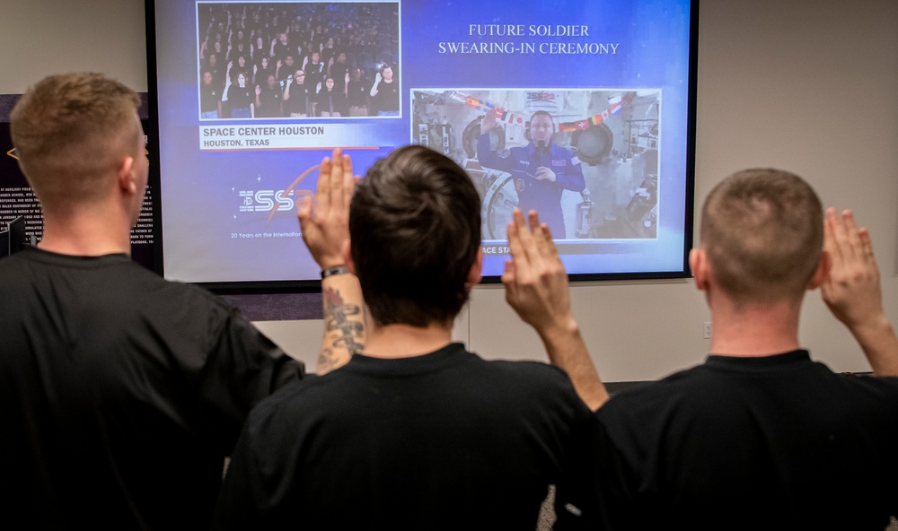 Local Future Soldiers receive enlistment oath from orbiting astronaut