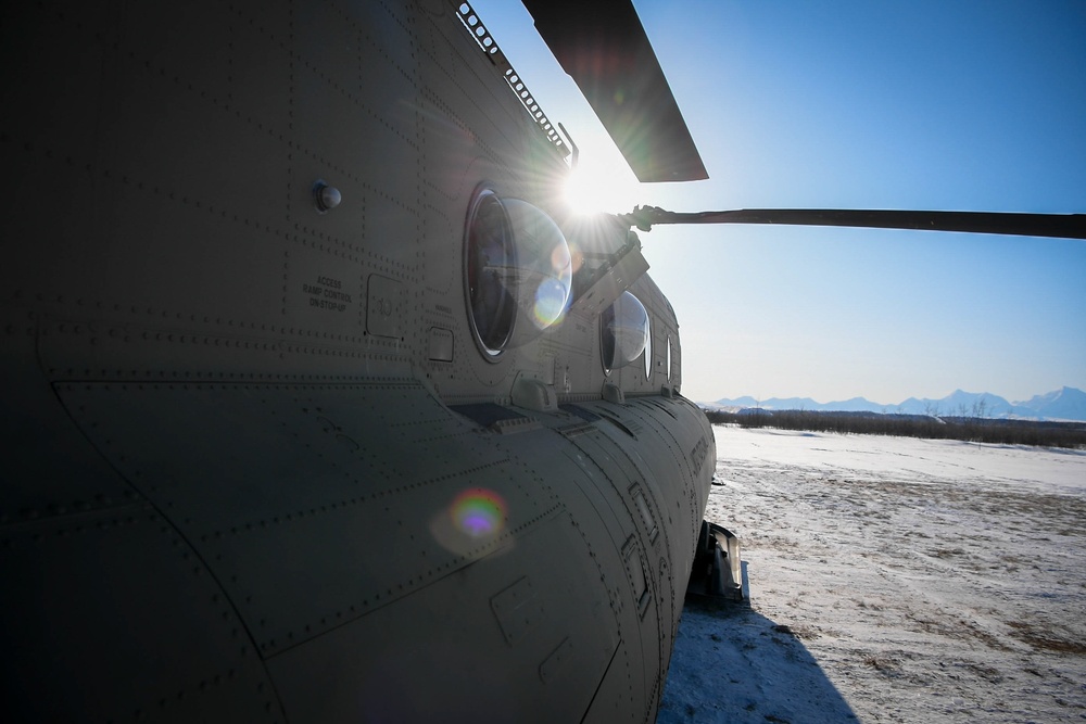 CH-47 Chinook landing during Arctic Edge