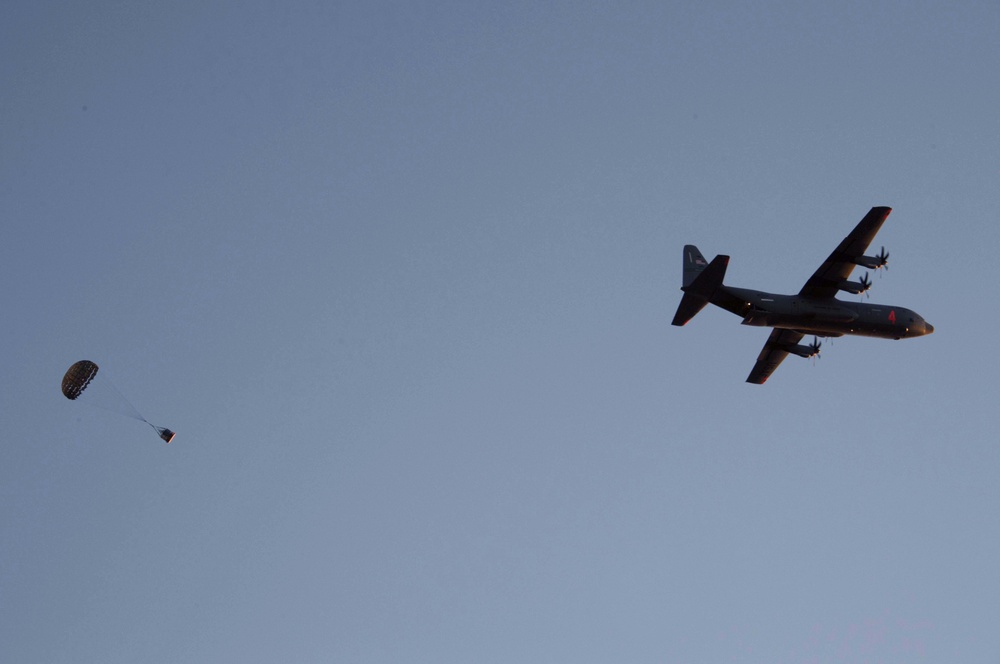 146th Airlift Wing performs pallet drop training