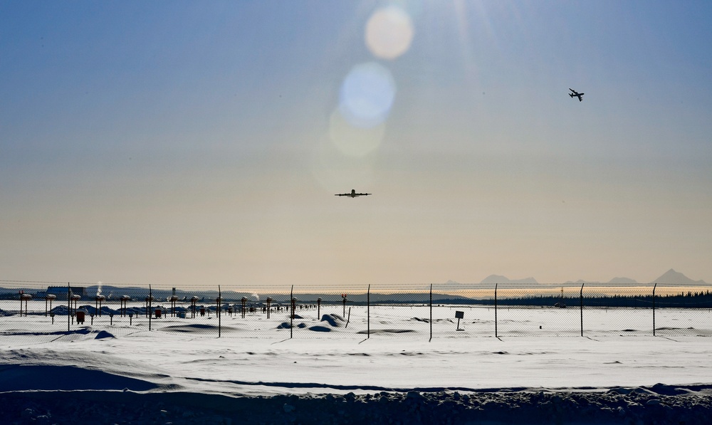 Aircraft taking off in Alaska
