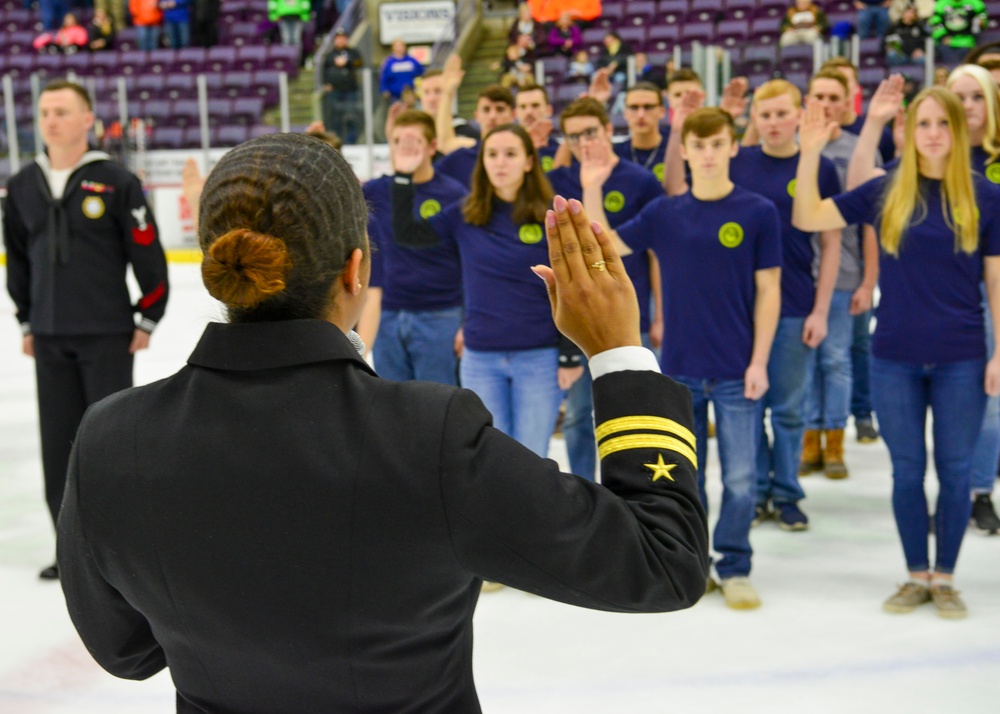 Future Sailors Enlist at Hockey Game