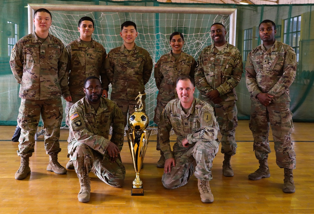 1st Infantry Division Forward soldiers participate in local soccer tournament