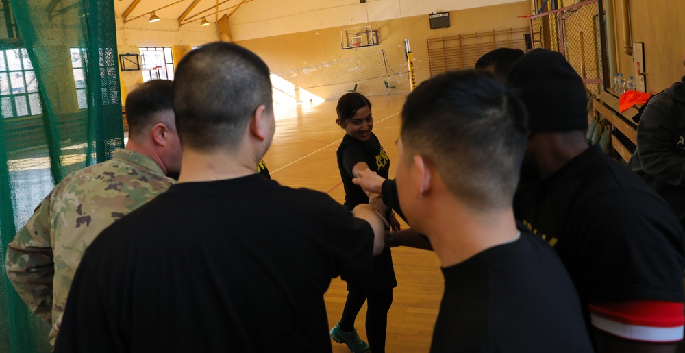 1st Infantry Division Forward soldiers participate in local soccer tournament