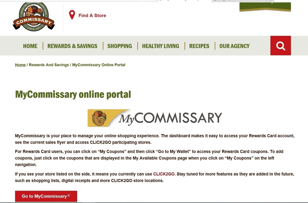 MyCOMMISSARY: All authorized patrons now have access to DeCA portal to register rewards cards, view sales flyers with prices, use CLICK2GO where available
