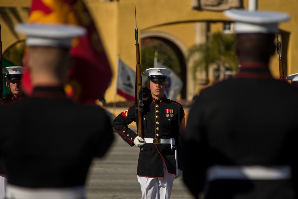 U.S. Marine Corps Battle Color Detatchment Color visits Marine Corps Recruit Depot, San Diego