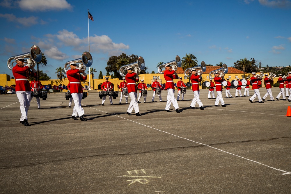 U.S. Marine Corps Battle Color Detatchment Color visits Marine Corps Recruit Depot, San Diego