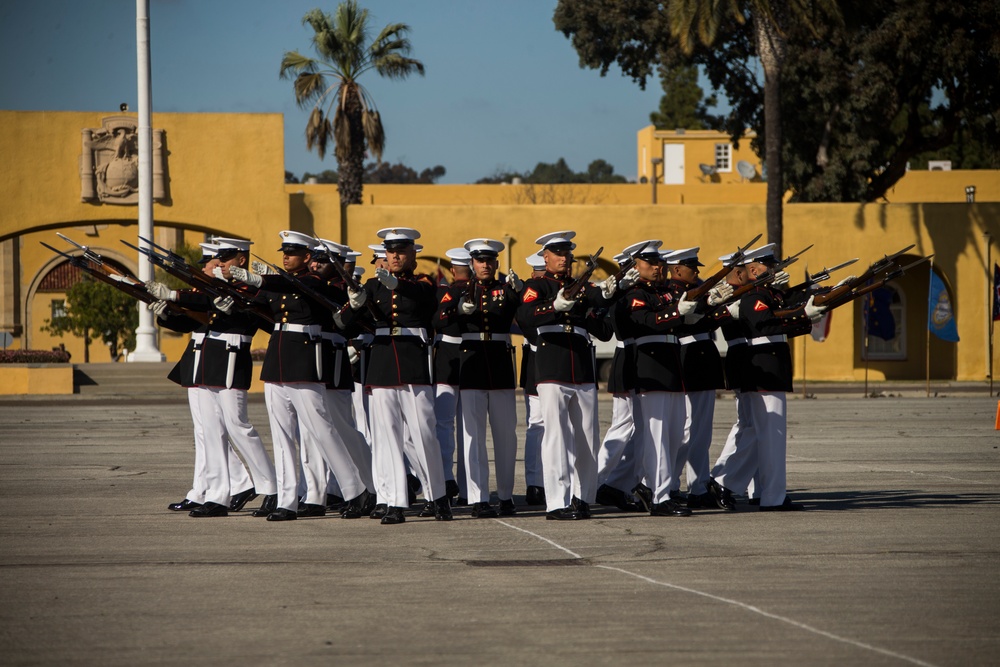 U.S. Marine Corps Battle Color Detatchment Color visits Marine Corps Recruit Depot, San Diego