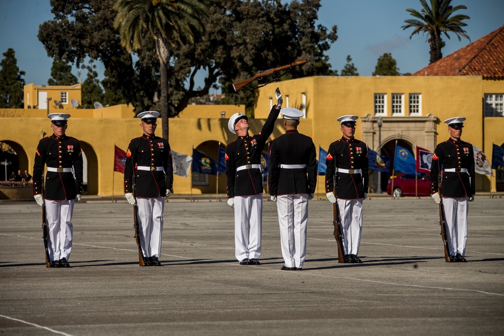 U.S. Marine Corps Battle Color Detatchment Color visits Marine Corps Recruit Depot, San Diego