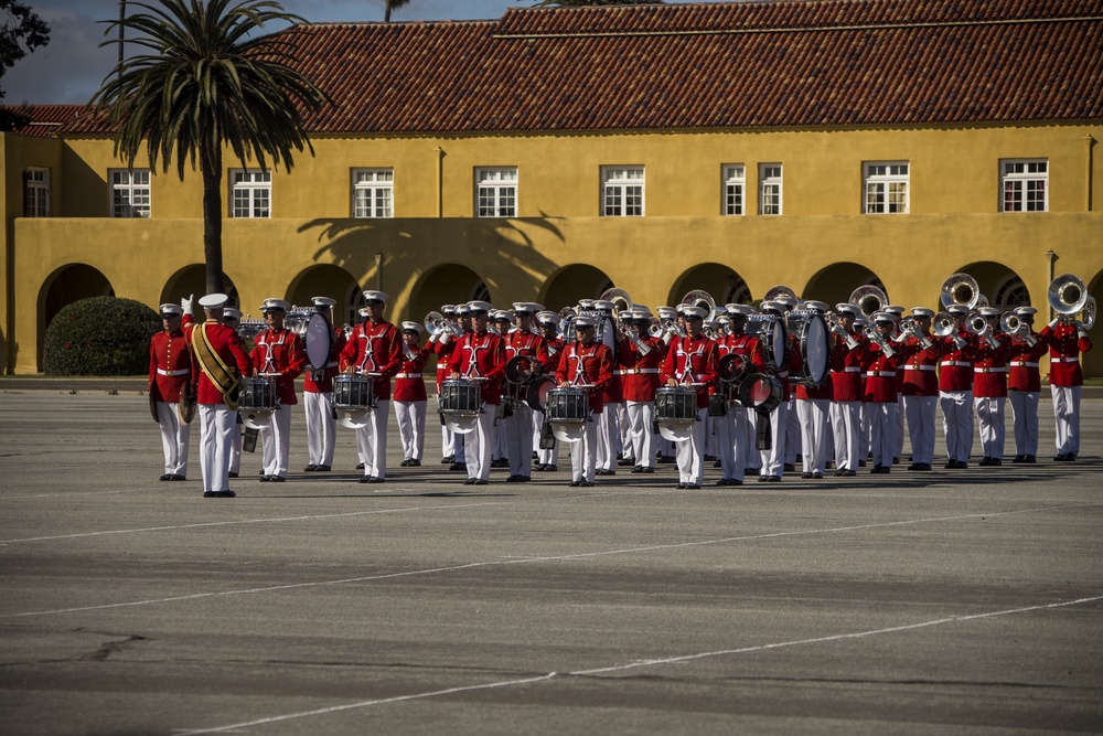 U.S. Marine Corps Battle Color Detatchment Color visits Marine Corps Recruit Depot, San Diego