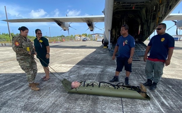 U.S. Navy Seabees with NMCB-5’s Detail Yap train during Cope North 2020