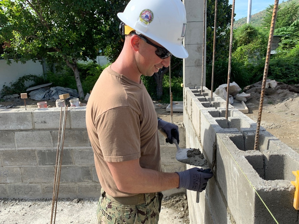 U.S. Navy Seabees with NMCB-5’s Detail Timor-Leste construct a school in support of the National Institute of Health in Dili