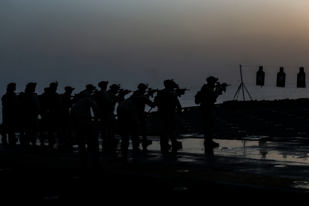 Fox Company conducts deck shoot aboard USS Bataan