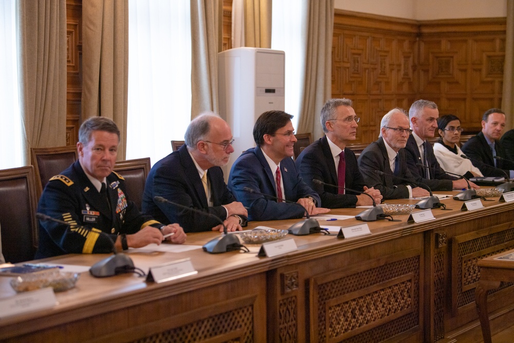 SecGen Stoltenberg, SecDef Esper Bilateral Meeting with President Ghani