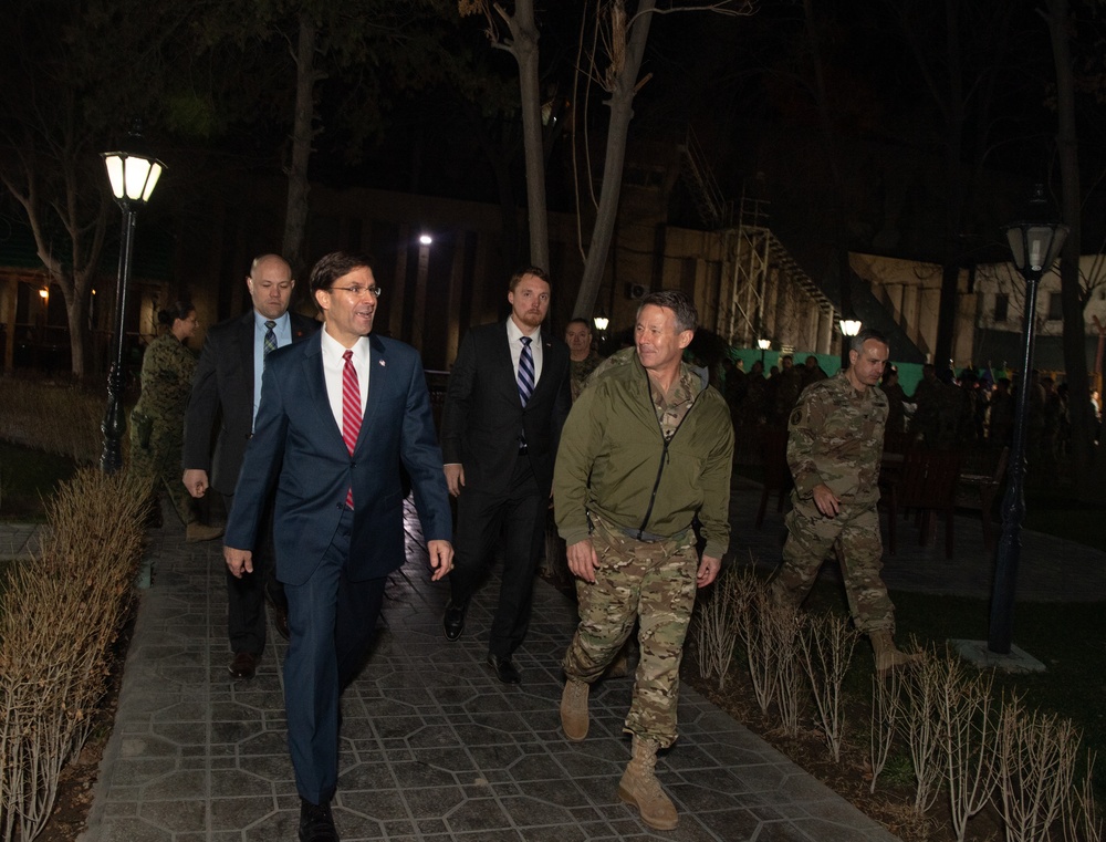 SecDef Esper Visits Resolute Support Commander GEN Miller At U.S.-Afghanistan Joint Declaration Announcement