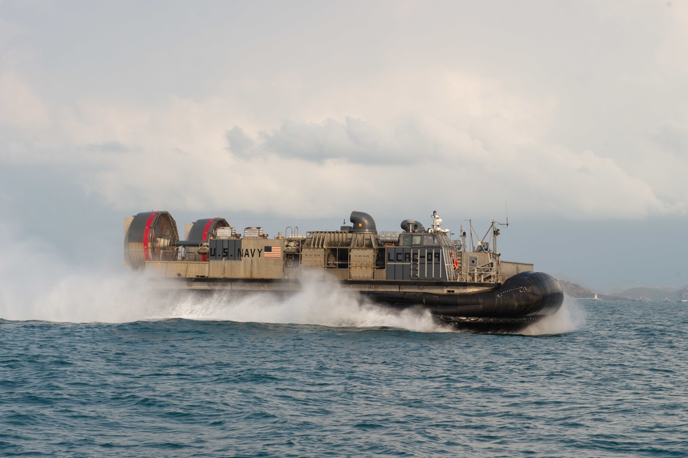 Cobra Gold 20: Landing Craft, Air Cushion 09 assigned to Naval Beach Unit 7 conducts amphibous exercises with Royal Thai Military, Feb. 28, 2020.