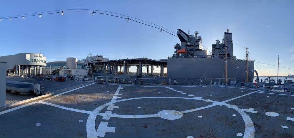 USNS Hershel &quot;Woody&quot; Williams (T-ESB-4) docked behind Naval Museum