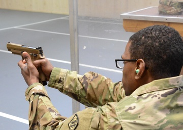Soldiers of 39th Strategic Signal Battalion, familiarize with the new M17 pistol.