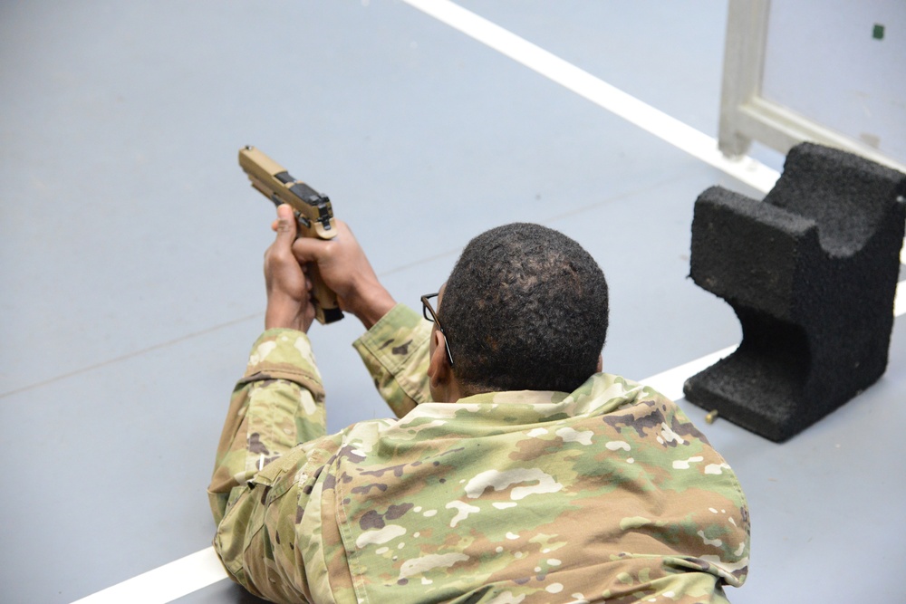 Soldiers of 39th Strategic Signal Battalion, familiarize with the new M17 pistol.