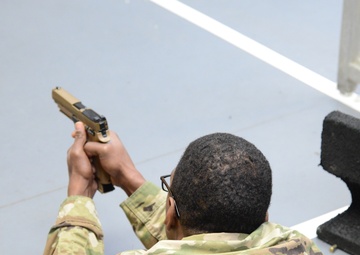 Soldiers of 39th Strategic Signal Battalion, familiarize with the new M17 pistol.