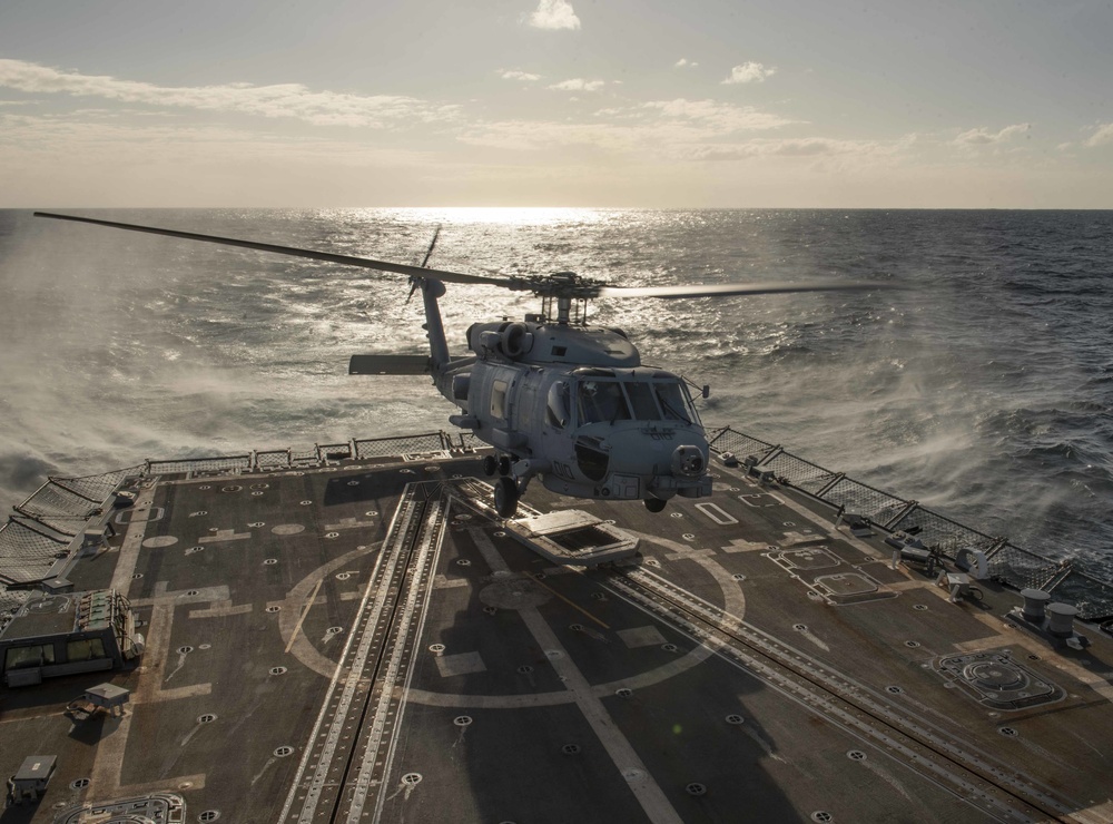 MH-60R Seahawk Helicopter Prepares To Land