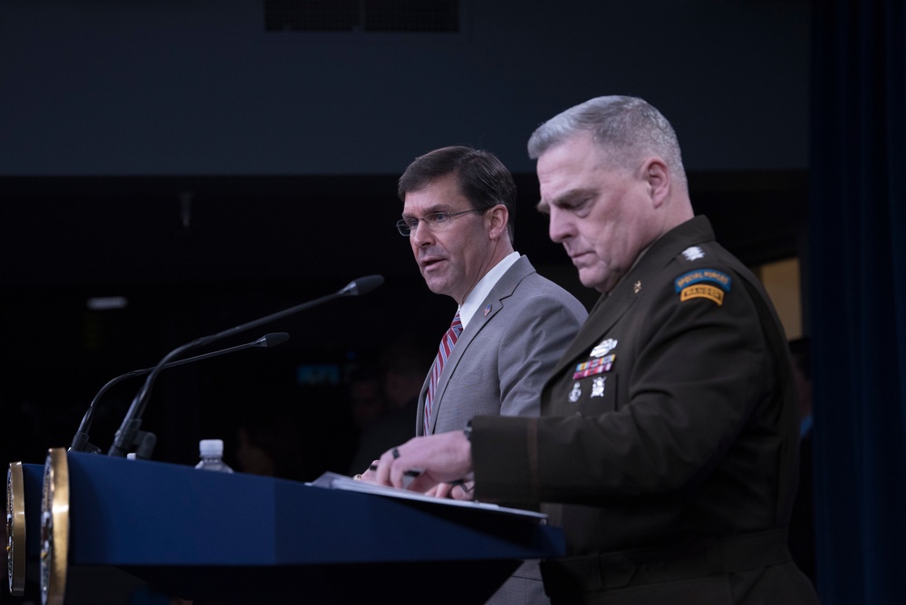 Esper, Chairman Brief Reporters at Pentagon