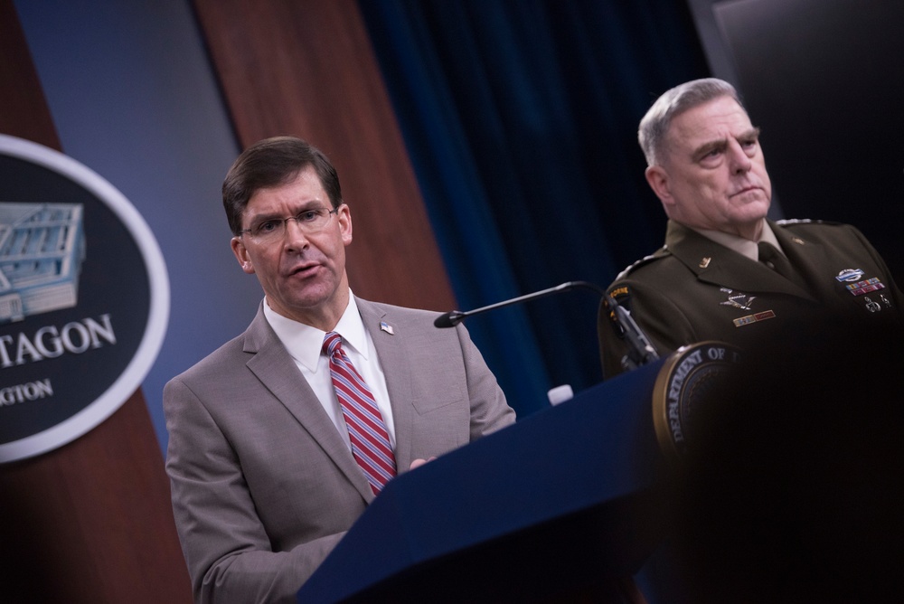 Esper, Chairman Brief Reporters at Pentagon