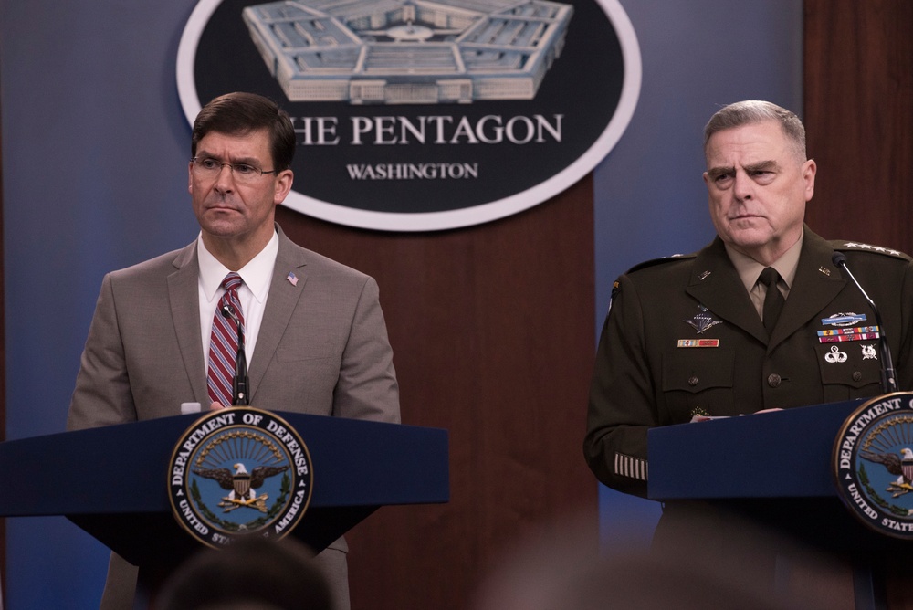 Esper, Chairman Brief Reporters at Pentagon