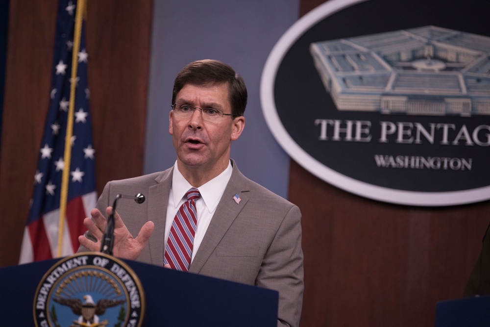 Esper, Chairman Brief Reporters at Pentagon