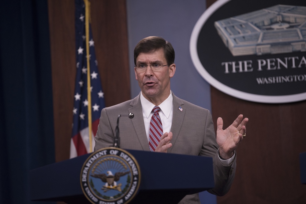 Esper, Chairman Brief Reporters at Pentagon