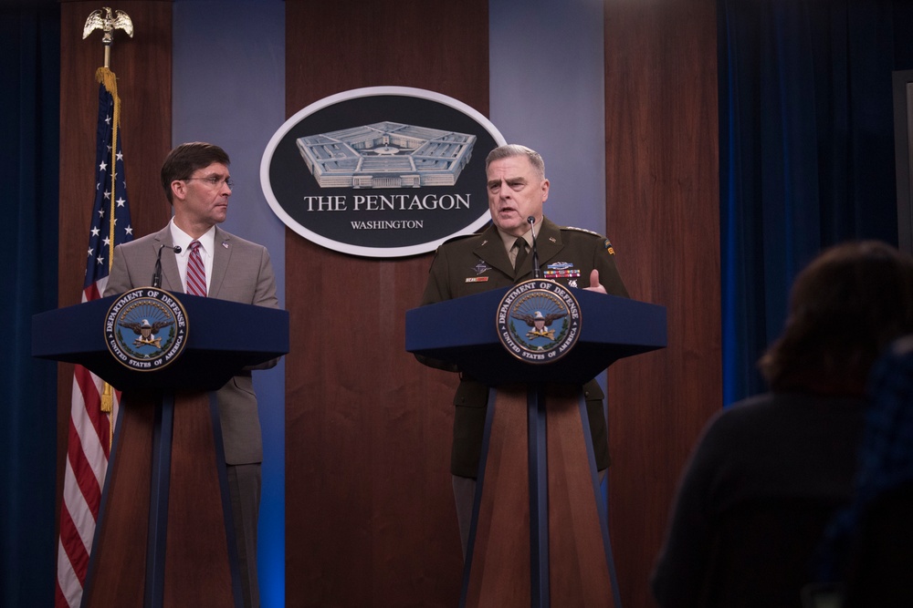 Esper, Chairman Brief Reporters at Pentagon