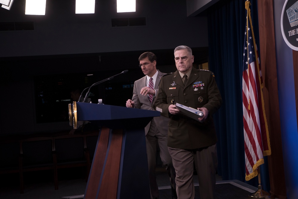 Esper, Chairman Brief Reporters at Pentagon