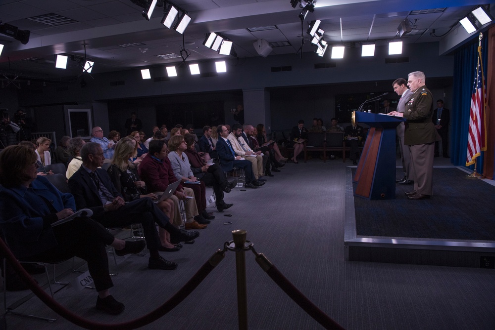 Esper, Chairman Brief Reporters at Pentagon