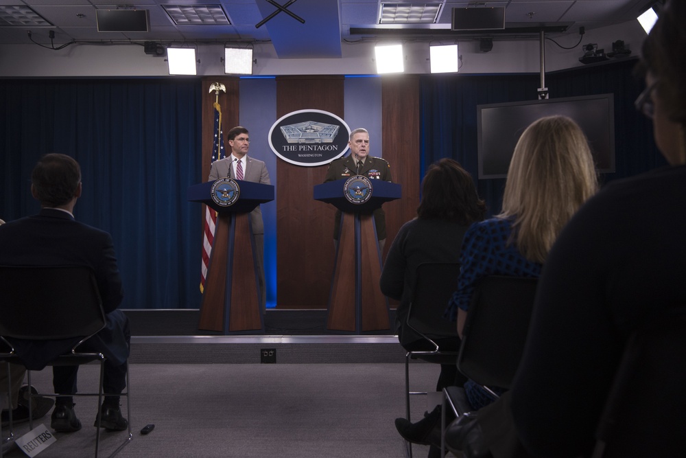 Esper, Chairman Brief Reporters at Pentagon