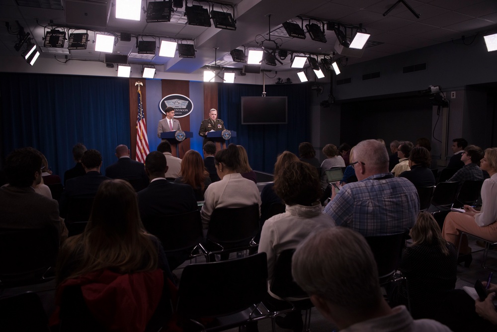 Esper, Chairman Brief Reporters at Pentagon