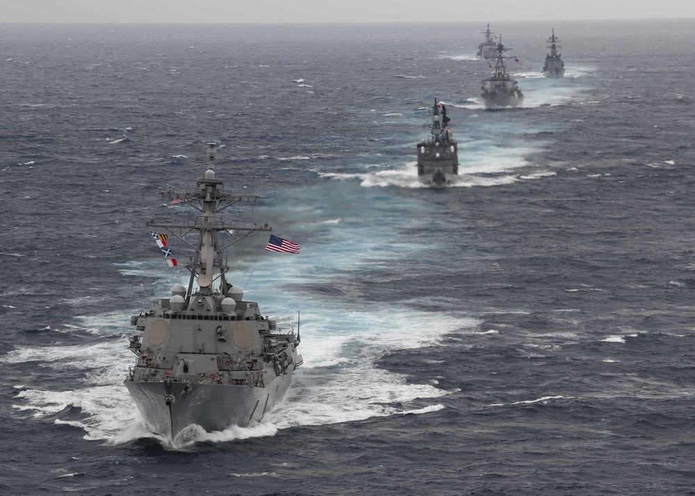 U.S. Navy, JMSDF Sail in Formation During BAWT