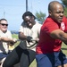 Sailors participate in tug-of-war competition