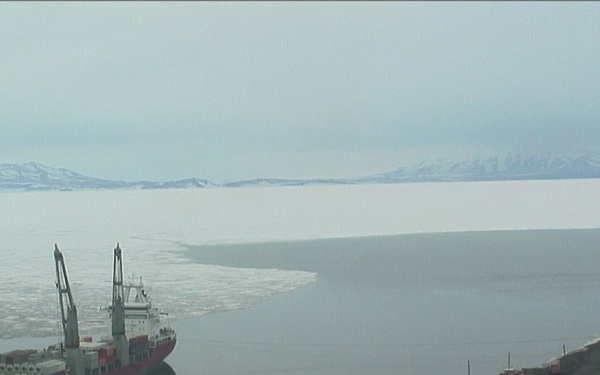MSC Chartered Ship MV Ocean Giant Conducts Cargo Operations  At McMurdo Station Antarctic in Support of Operation Deep Freeze 2020