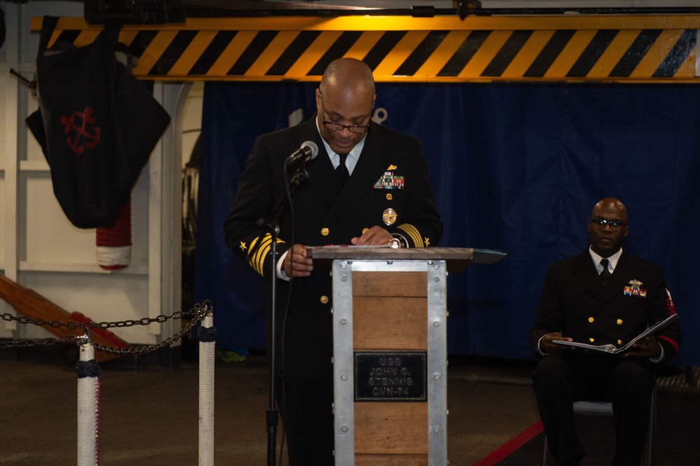 U.S. Sailor speaks during a Black Hostroy Month celebration