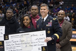 Cadet Command DCG presents Army ROTC scholarships to Cadets at the 2020 CIAA Basketball Tournament [Image 2 of 5]