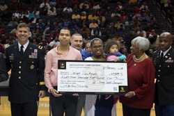 Cadet Command DCG presents Army ROTC scholarships to Cadets at the 2020 CIAA Basketball Tournament [Image 3 of 5]