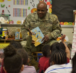 Troop Support military visit local elementary school for Read Across America Day