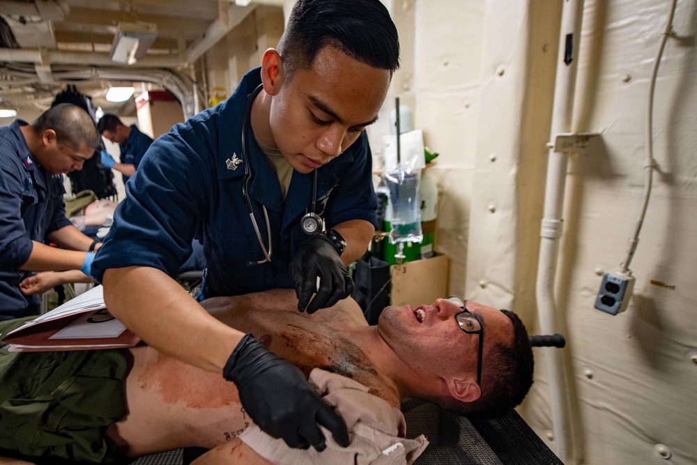 Cobra Gold 20: USS Green Bay (LPD 20) mass casualty drill, March 4, 2020.